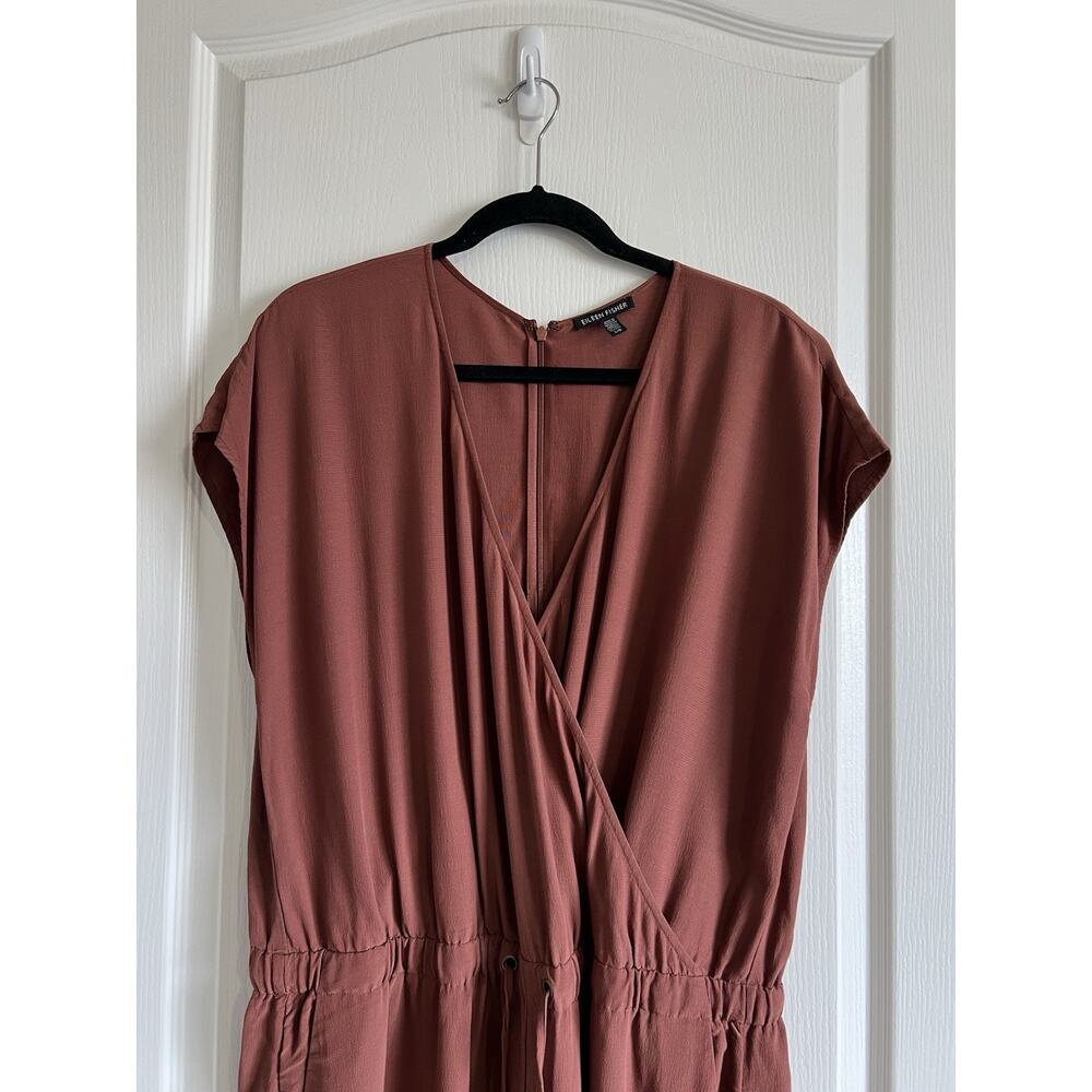 Eileen Fisher Ruset Wide Leg Jumpsuit Tencel Viscose Crepe V-Neck Size Large - Picture 8 of 14